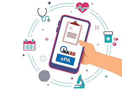 Smartphone mit ePA-Logo